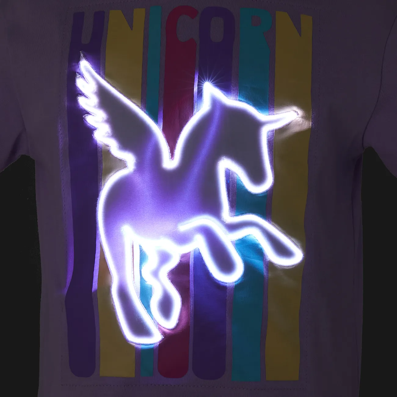 Go-Glow Illuminating T-shirt with Light Up Unicorn Including Controller (Built-In Battery) Light Purple big image 1