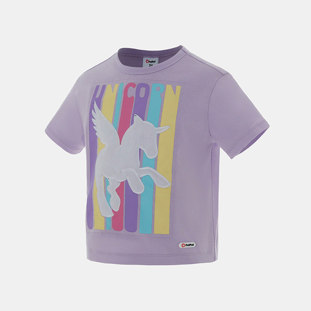 Go-Glow Illuminating T-shirt with Light Up Unicorn Including Controller (Built-In Battery) Light Purple big image 1