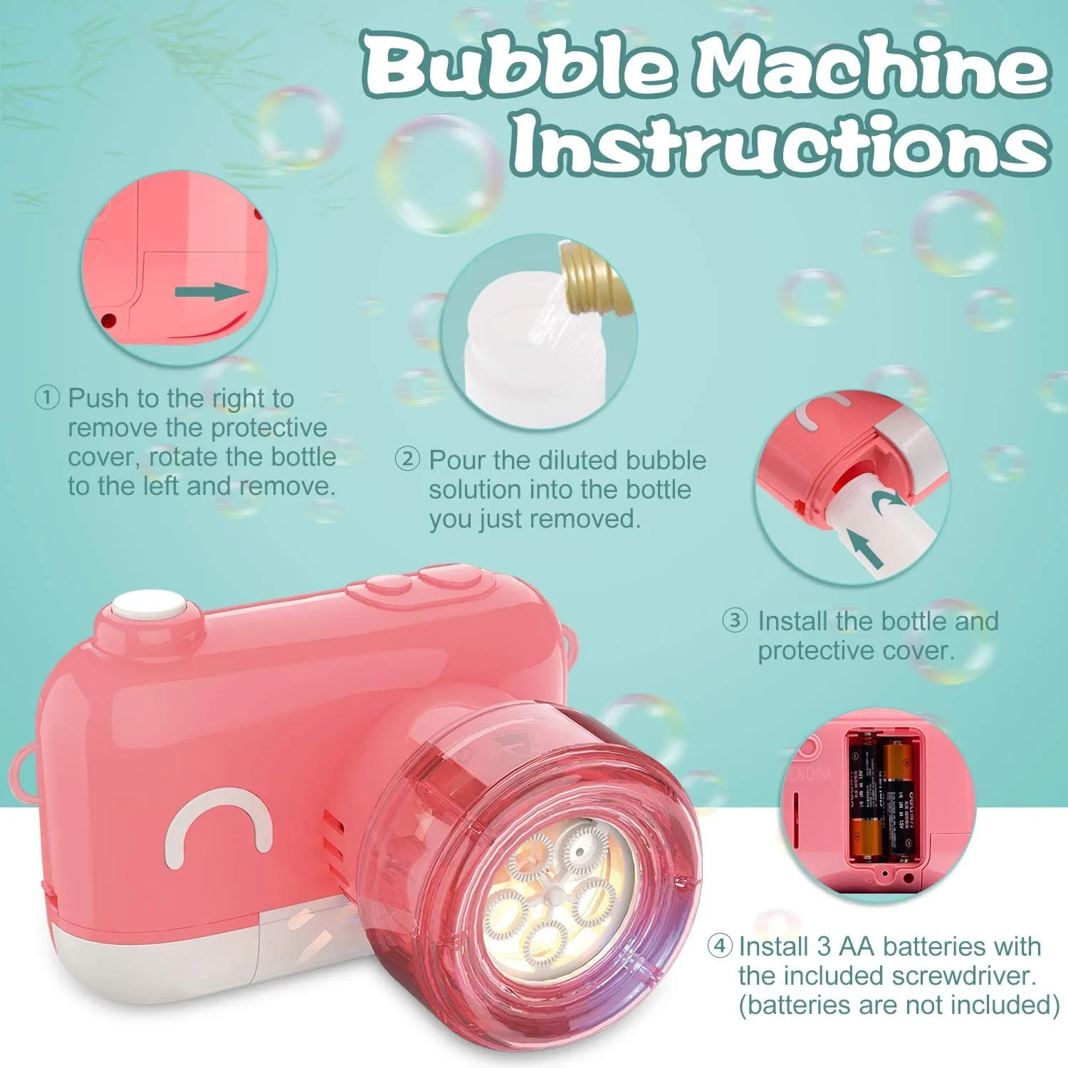 Toddler Electric Music Light Camera Bubble Gun Color-A image 5