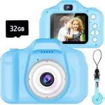 كاميرا أطفال 1300 واط عالية الدقة قابلة لإعادة الشحن كاميرا فيديو رقمية مع بطاقة ذاكرة 32 جيجابايت هدايا للأطفال الضوء الأزرق