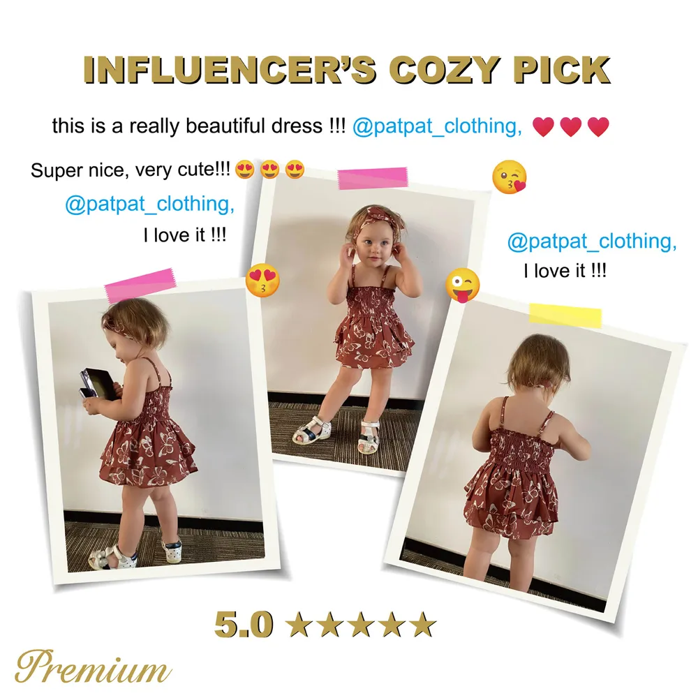 2pcs Baby Girl Allover Butterfly Print Layered Ruffle Trim Shirred Cami Romper & Headband Set big image 3