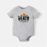 Go-Neat Water Repellent and Stain Resistant Family Matching Beach & Letter Print Short-sleeve Tee Light Grey