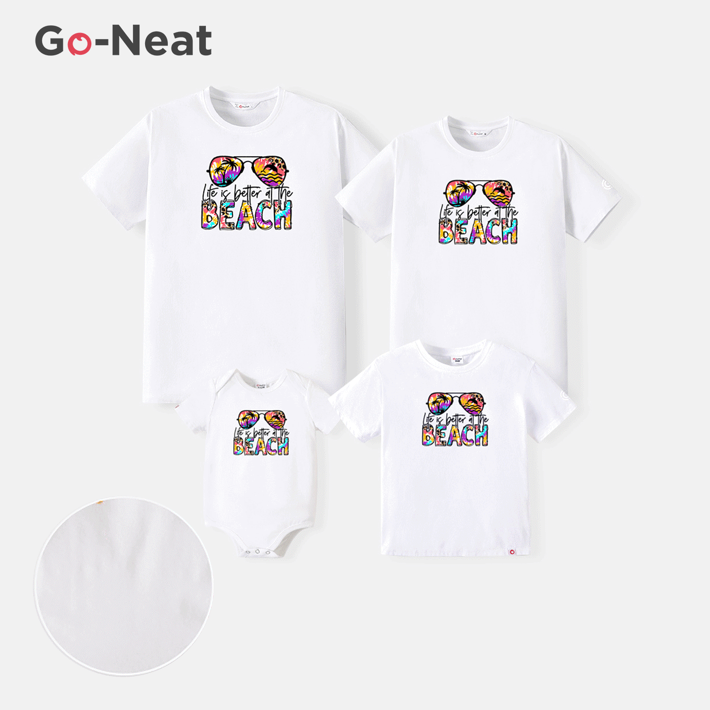 Go-Neat Water Repellent and Stain Resistant Family Matching Glasses & Letter Print Short-sleeve Tee