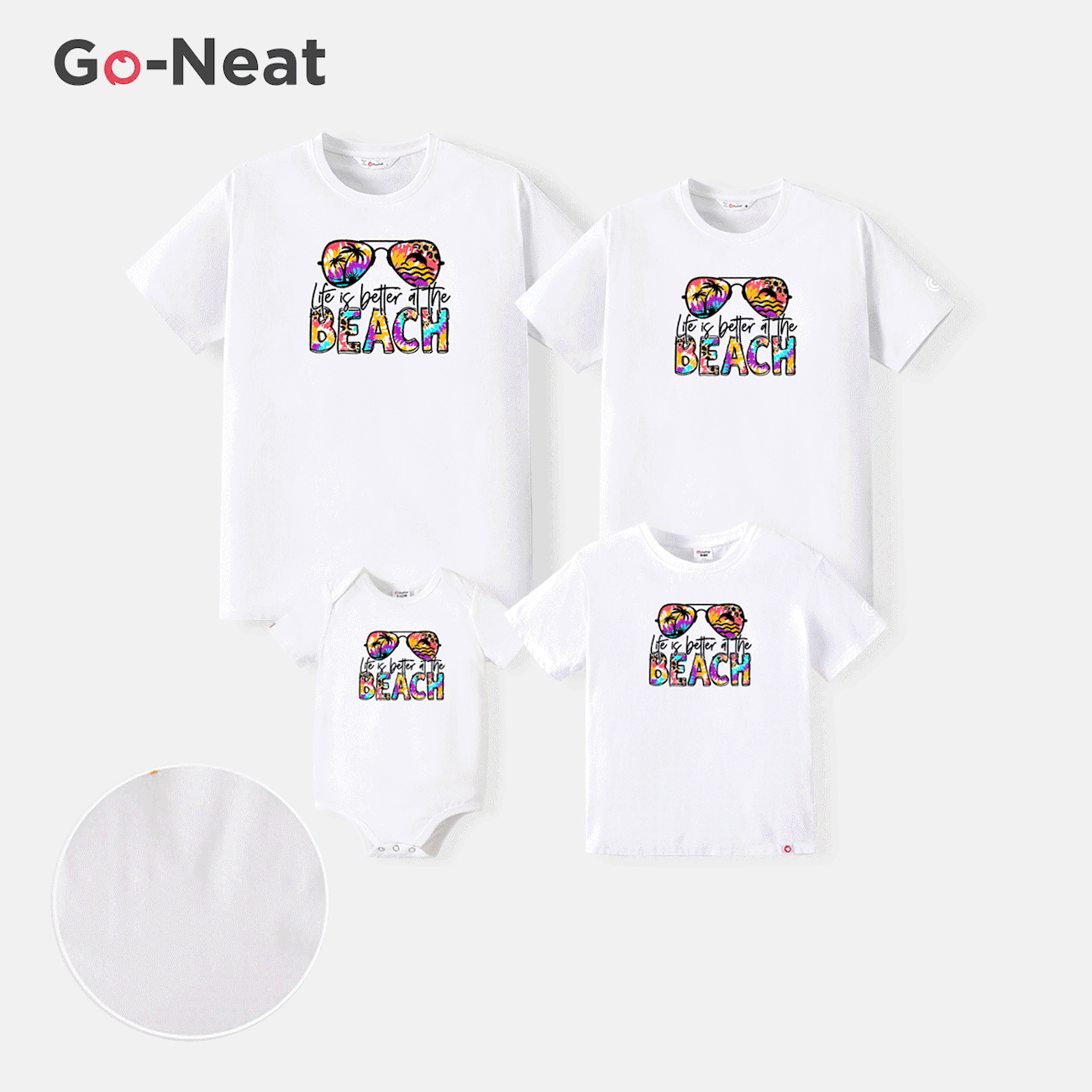 Go-Neat 防污 親子裝 全家裝 海洋元素 短袖 上衣 白色 big image 1
