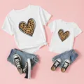 Mommy and Me Leopard Heart Print Cotton Short-sleeve Tee  image 2
