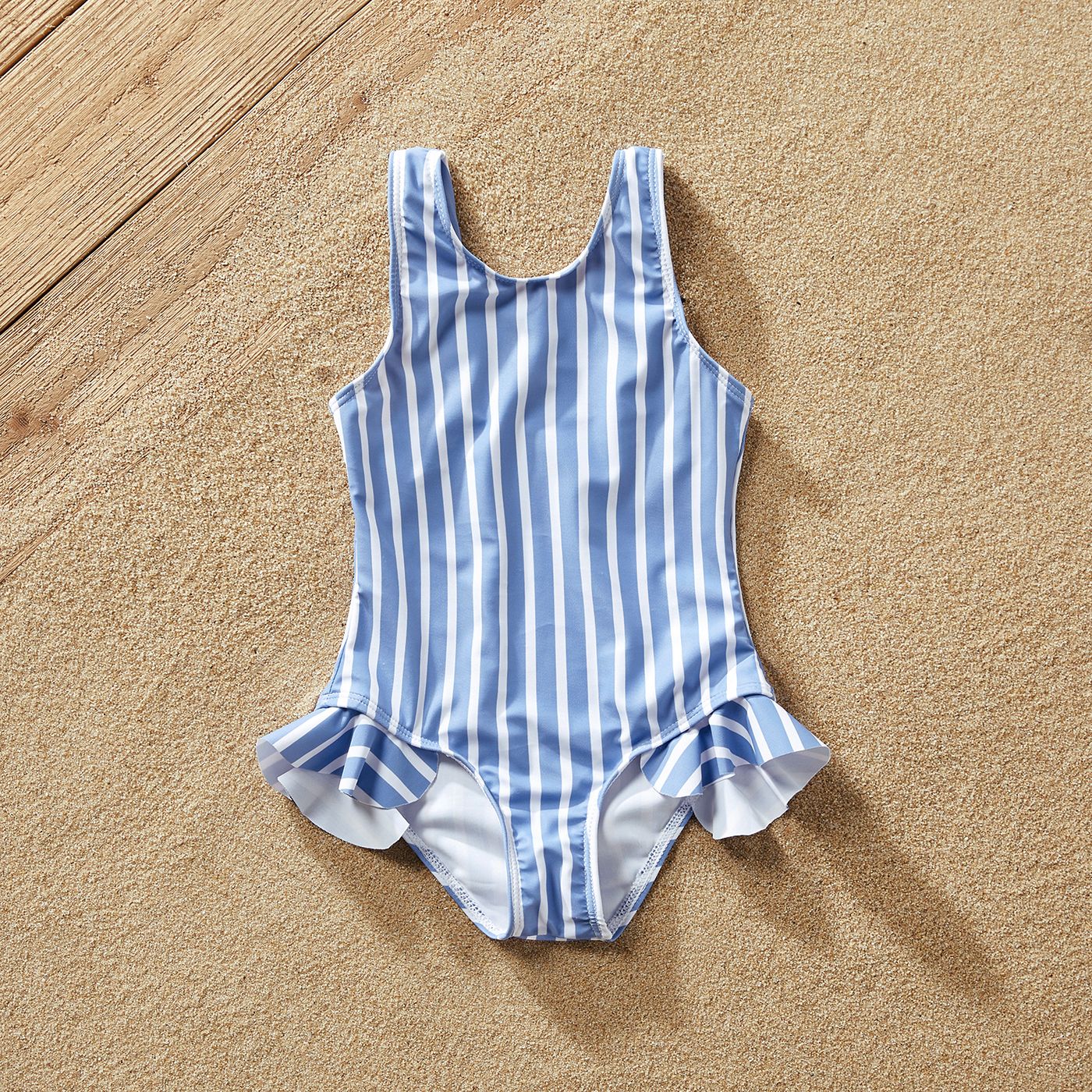 Family Matching Allover Stripe Pattern One-piece Swimsuit Or Swim Trunks Shorts