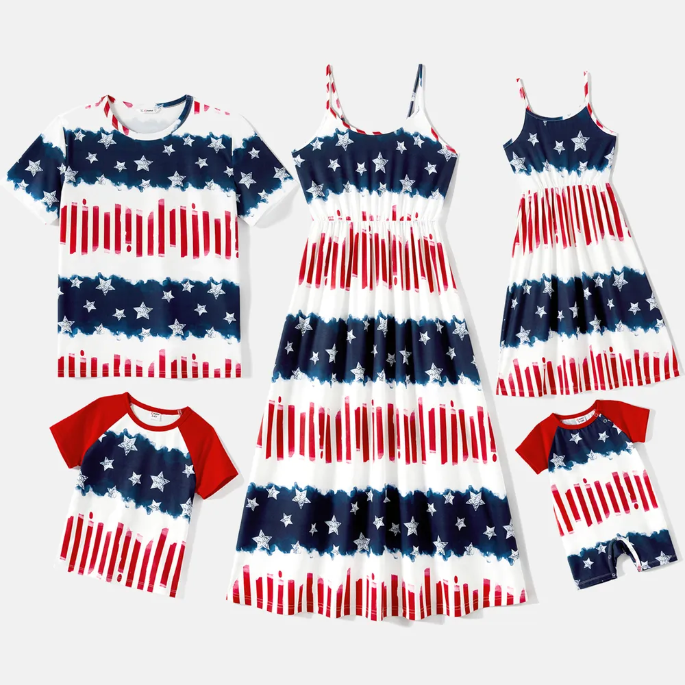 Independence Day Family Matching Allover Star Print Naia™ Cami Dresses and T-shirts Sets  big image 2