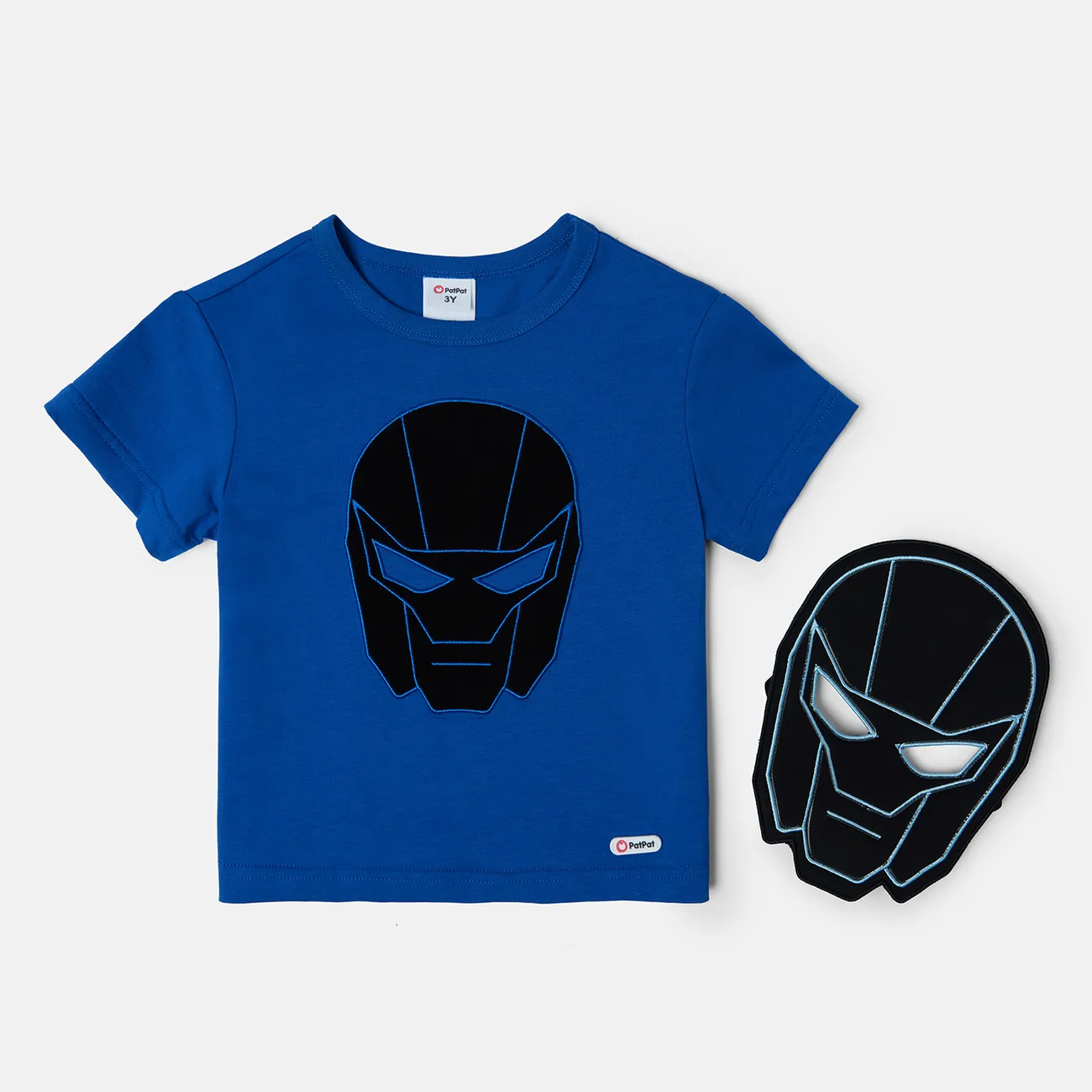 Go-Glow Illuminating T-shirt with Removable Light Up Mask Including Controller (Built-In Battery) Blue big image 1