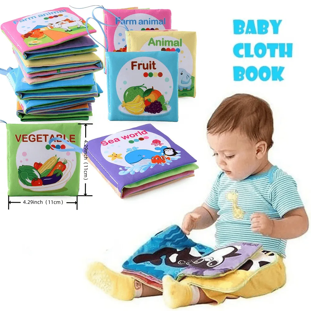 Baby Cloth Book Baby Early Education Cognition Farm Animal Vegetable Animals Wearing Transportation Sea World Cloth Book  big image 5