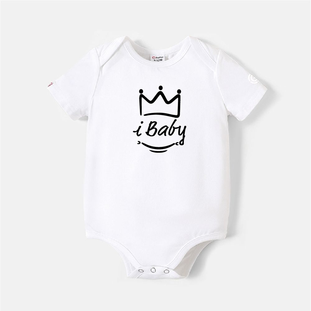 Go-Neat Water Repellent and Stain Resistant Sibling Matching Crown & Letter Print Short-sleeve Tee