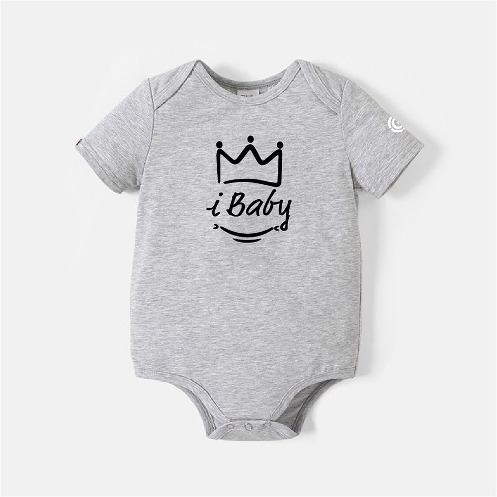 Go-Neat Water Repellent And Stain Resistant Family Matching Crown & Letter Print Short-sleeve Tee