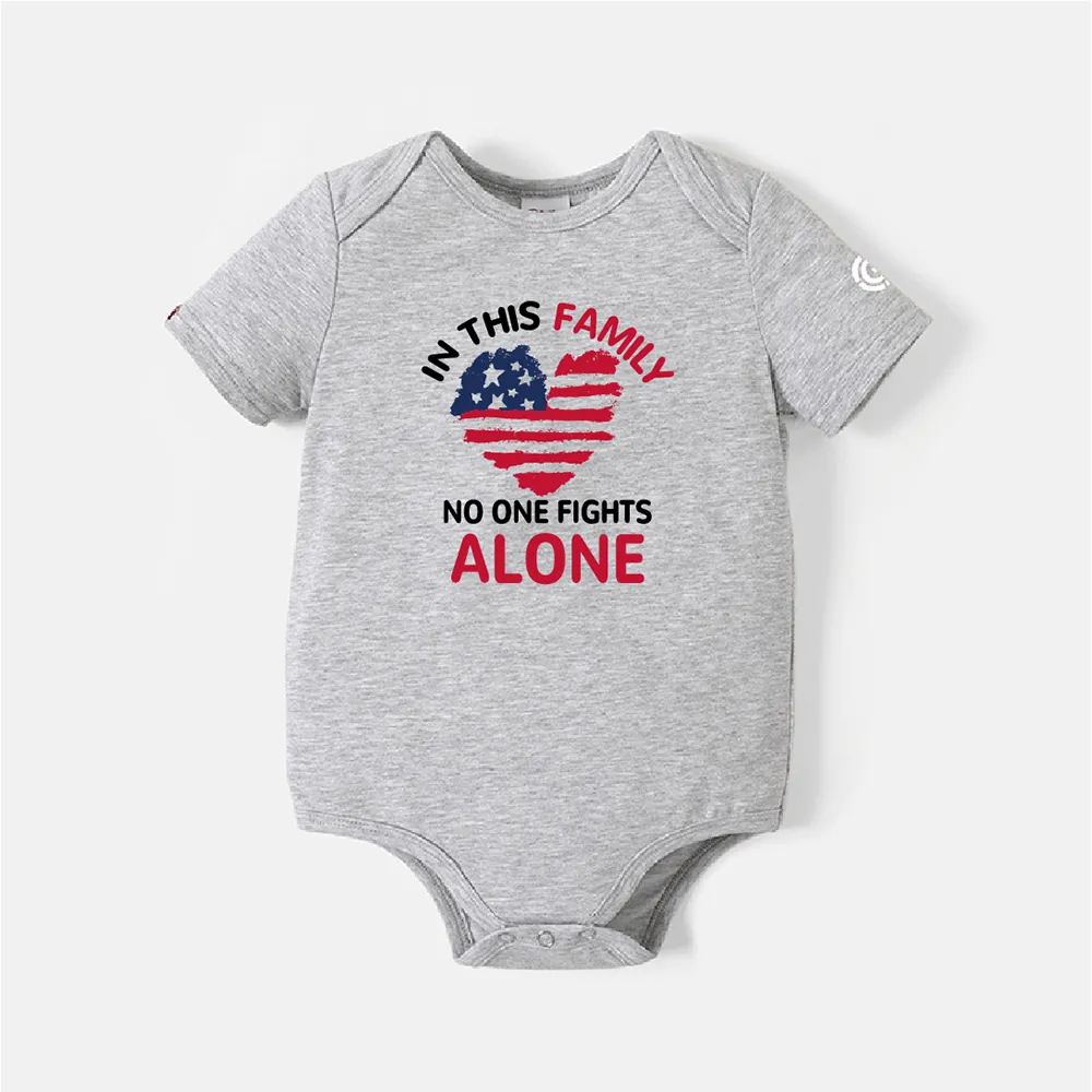 Independence Day Go-Neat Water Repellent and Stain Resistant Family Matching Heart & Letter Print Short-sleeve Tee  big image 1