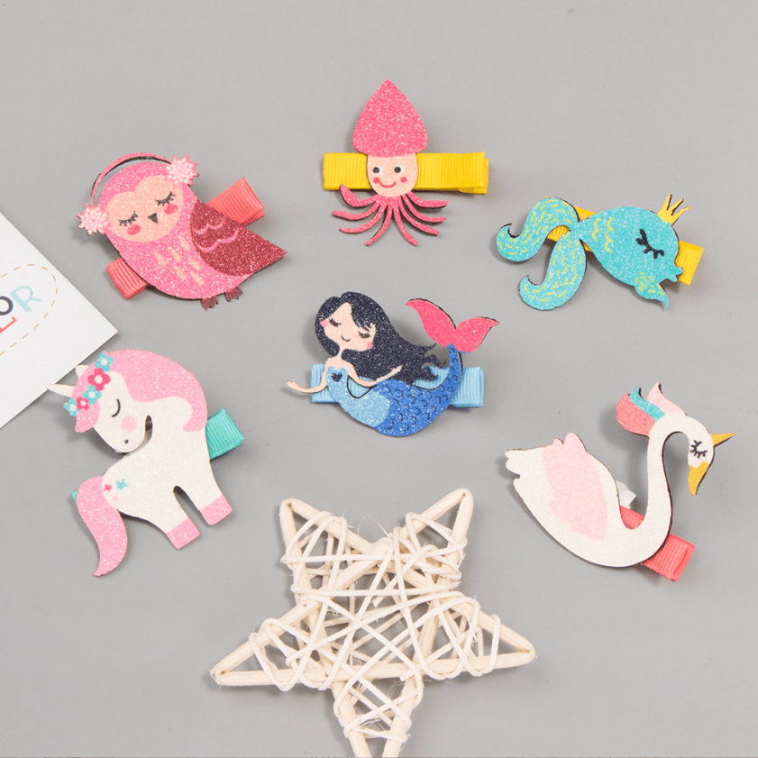 

6-pack Toddler/Kid Girl Animals Pattern Handmade Original Hair Clip Set