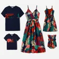 Family Matching Plant Floral Print Slip Dresses and Short-sleeve T-shirts Sets  image 2