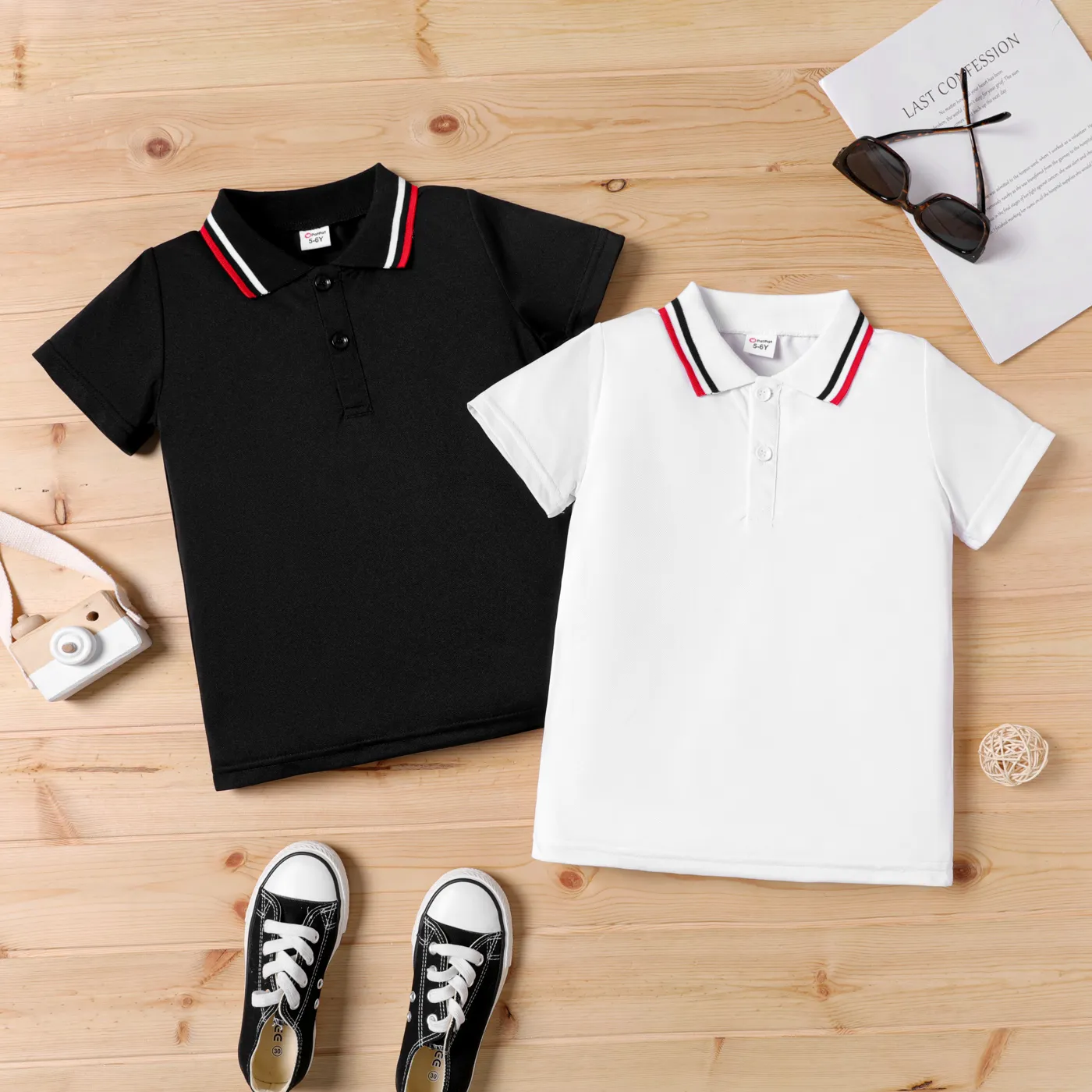 Toddler Boy Striped Polo Neck Short-sleeve Tee