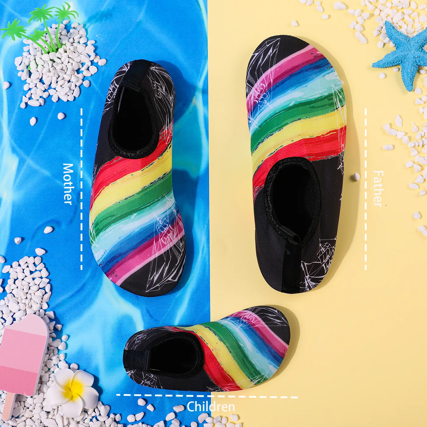 

Family Matching Rainbow Pattern Paddle Shoes Beach Shoes
