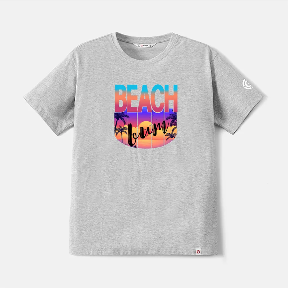 Go-Neat Water Repellent and Stain Resistant Family Matching Beach & Letter Print Short-sleeve Tee big image 8