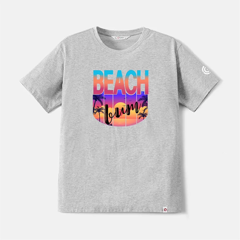 Go-Neat Water Repellent and Stain Resistant Family Matching Beach & Letter Print Short-sleeve Tee big image 11