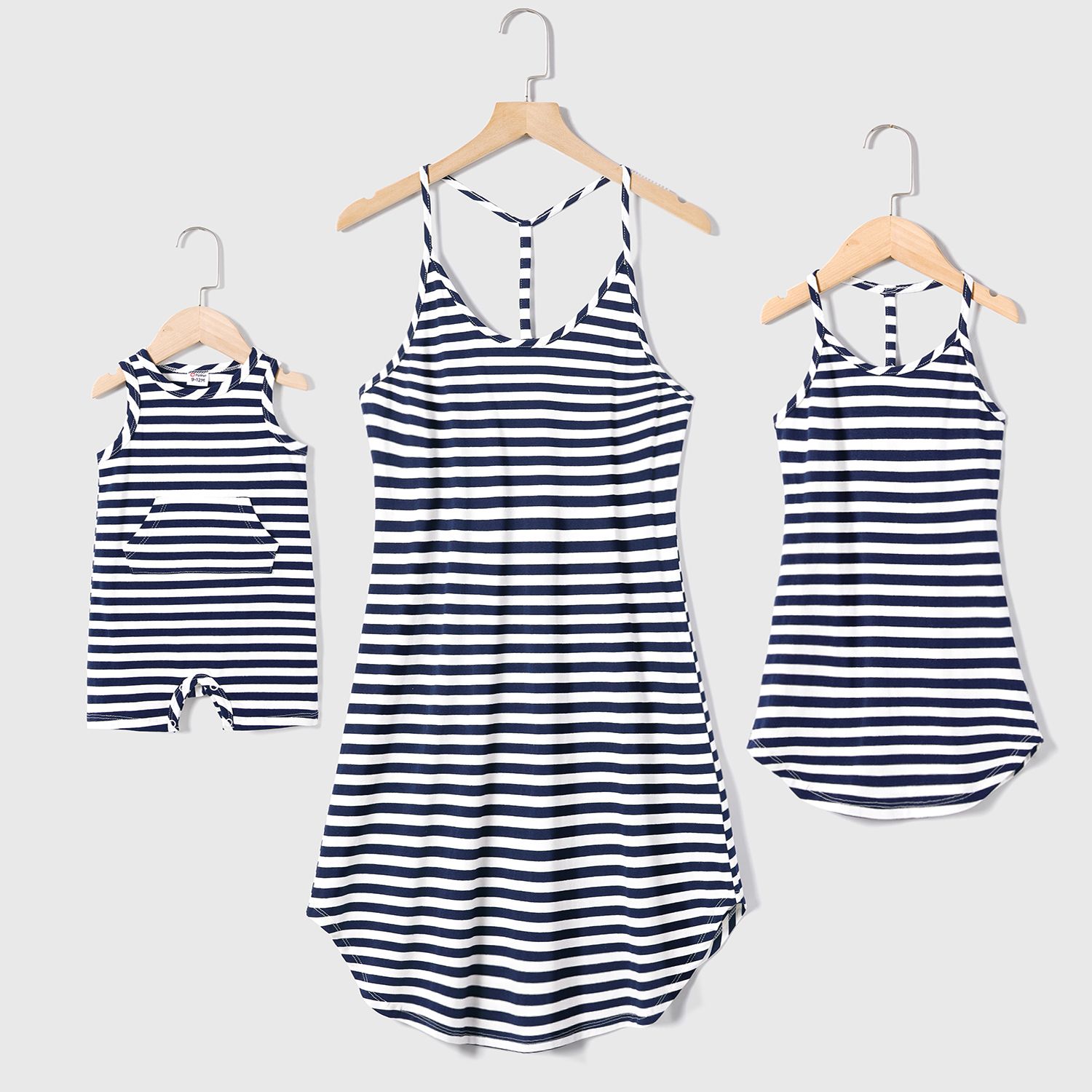 

Mommy and Me Cotton Striped Halterneck Dresses