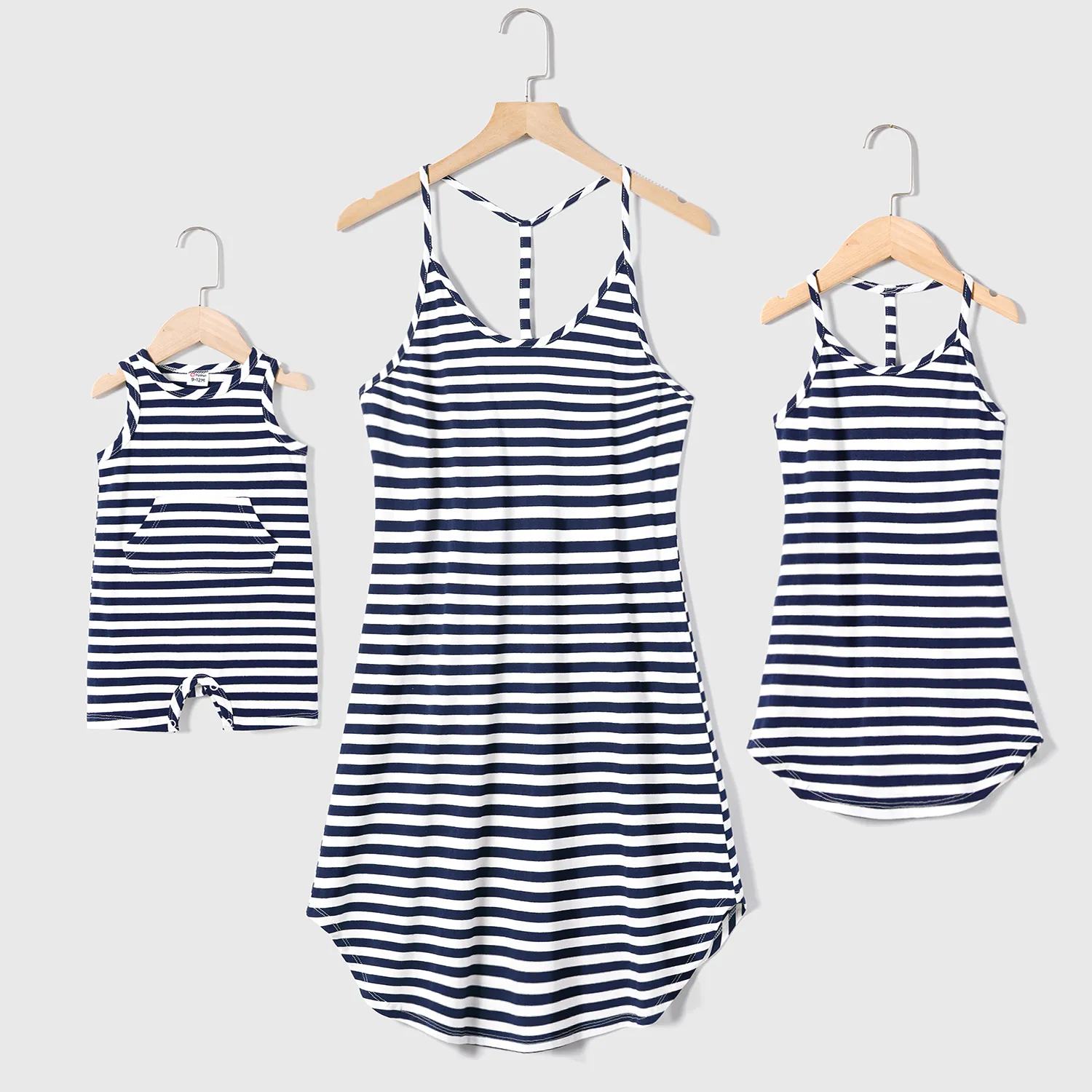 Mommy and Me Cotton Striped Halterneck Dresses  image 2