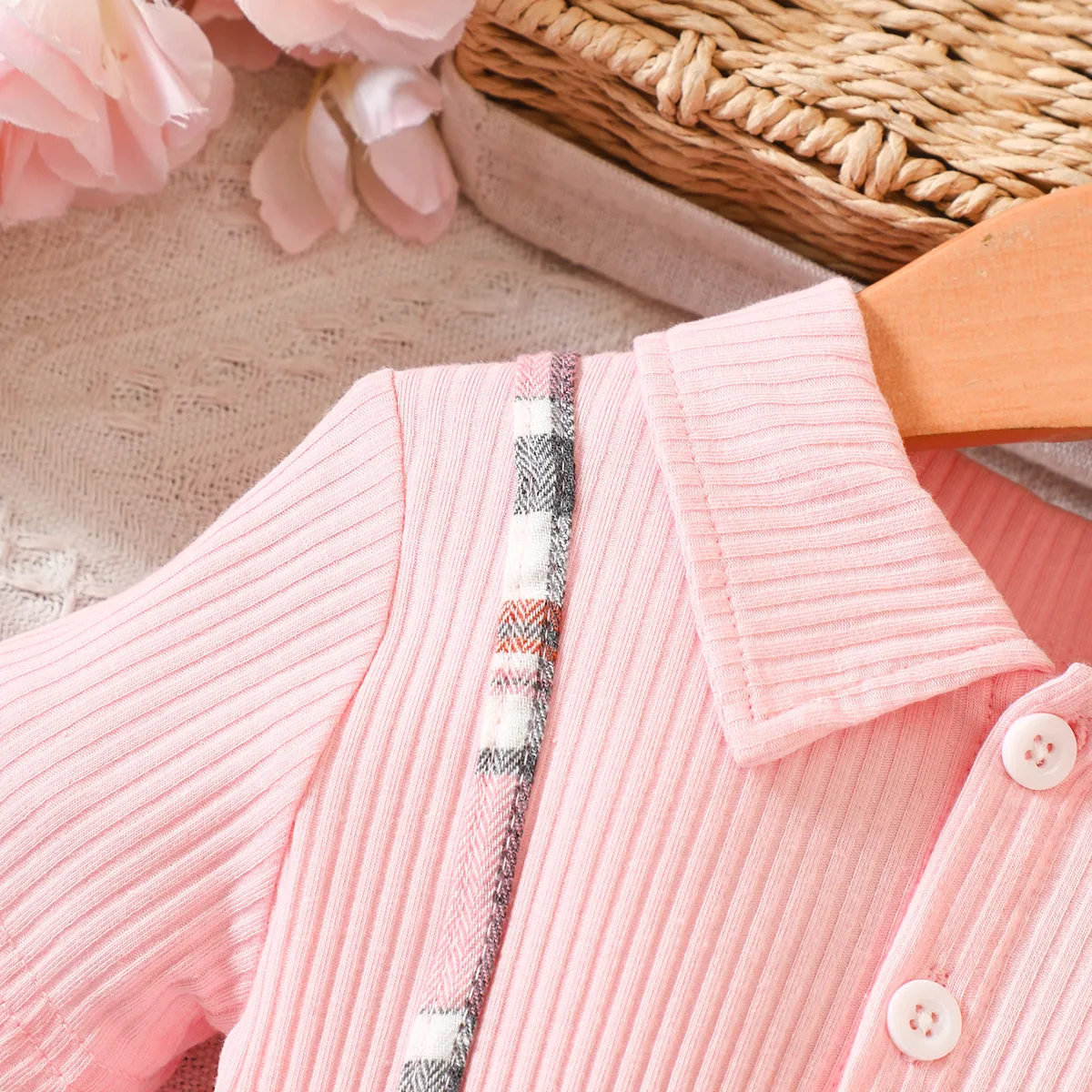 Toddler Girl Plaid Panel Short-sleeve Rib-knit 2 In 1 Dress  image 4