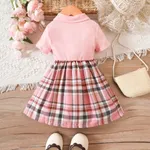 Toddler Girl Plaid Panel Short-sleeve Rib-knit 2 In 1 Dress  image 2