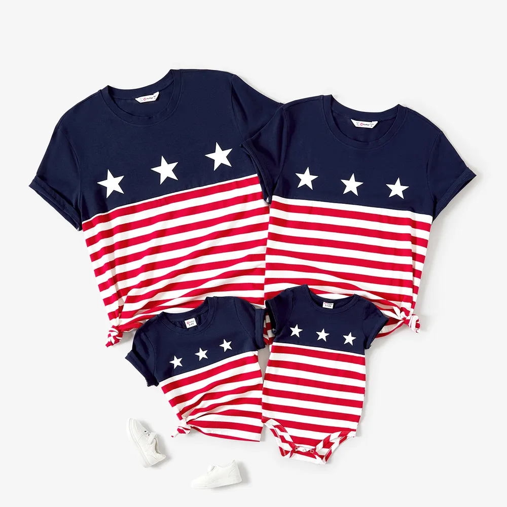 Independence Day Family Matching Star & Stripe Print Short-sleeve T-shirts  big image 2