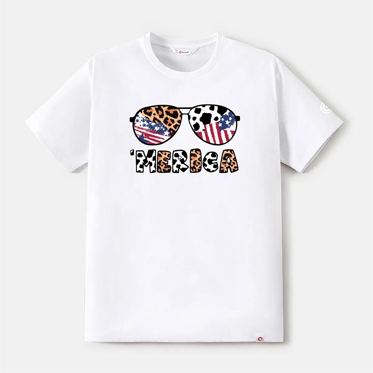 Go-Neat Water Repellent and Stain Resistant Family Matching Independence Day Glasses & Letter Print Short-sleeve Tee White big image 1