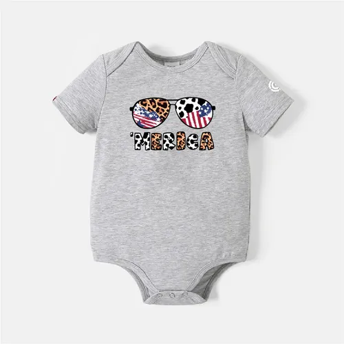Go-Neat Water Repellent and Stain Resistant Family Matching Independence Day Glasses & Letter Print Short-sleeve Tee