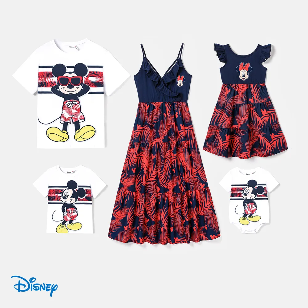 Disney Mickey and Friends بلايزر إطلالة العائلة طوق الجولة كم قصير حافة كشكشة نقش حيوانات big image 23