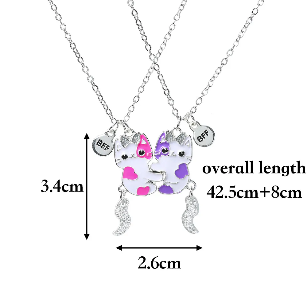 2pcs Toddler/Kid Cute Cat Pattern Magnets Attract Necklace big image 5
