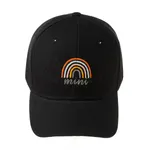 Rainbow Embroidery Baseball Cap for Mom and Me Black