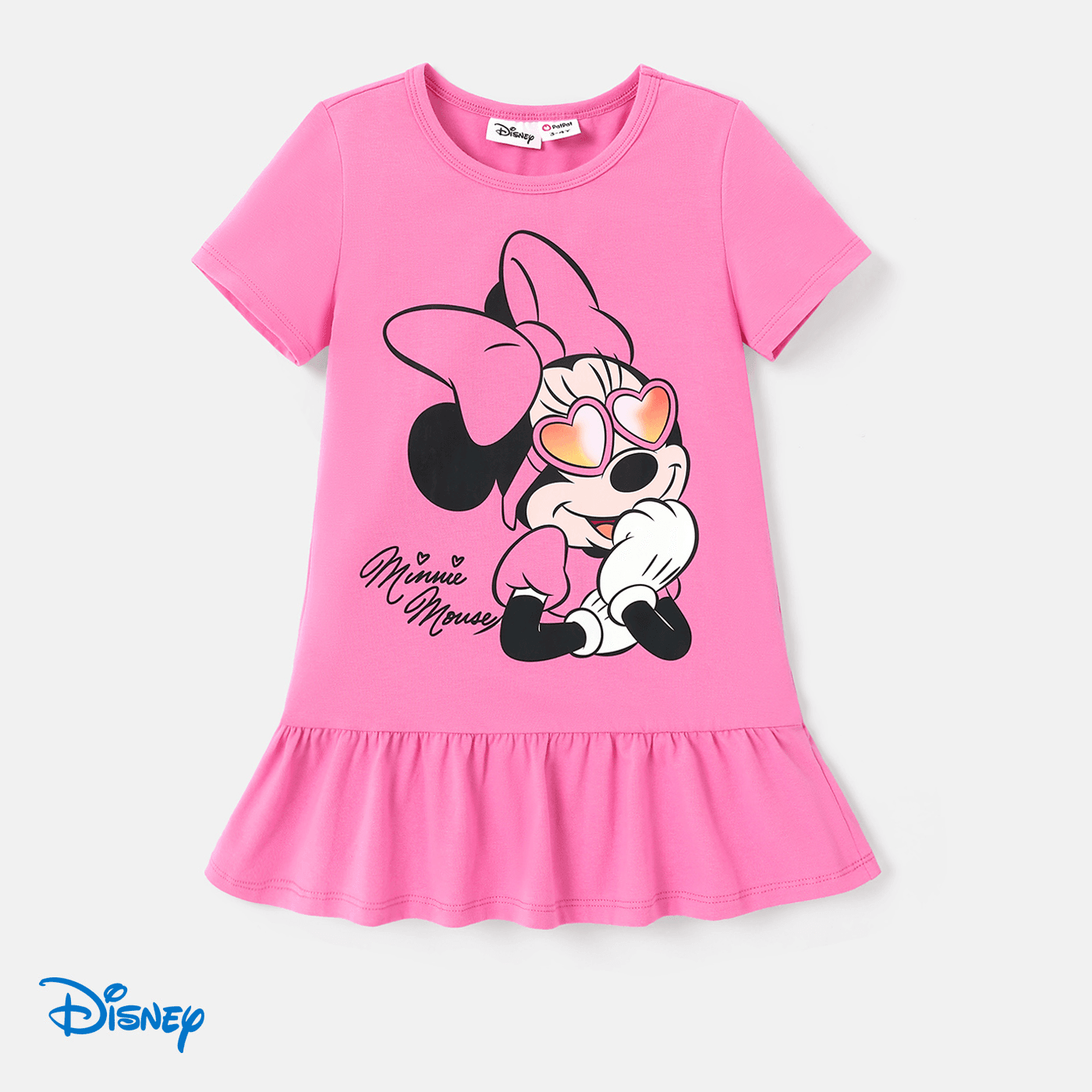 

Disney Mickey and Friends Toddler/Kid Girl Character Print Ruffle Hem Short-sleeve Cotton Dress