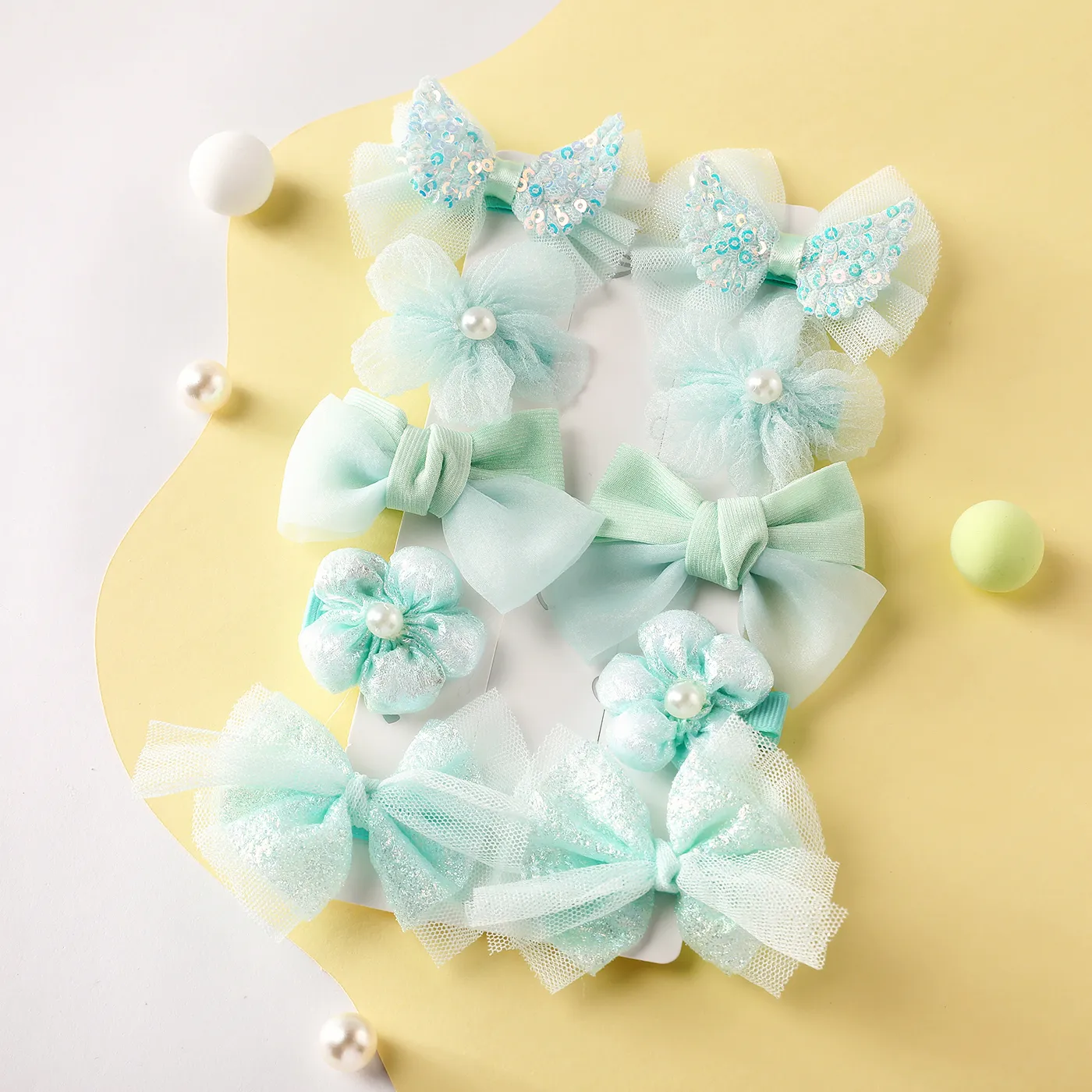 10-pack Pretty Headband Hair Clip para meninas Verde