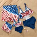 Independence Day Family Matching Star & Striped Print Spliced Two-piece Swimsuit or Swim Trunks Shorts  image 3
