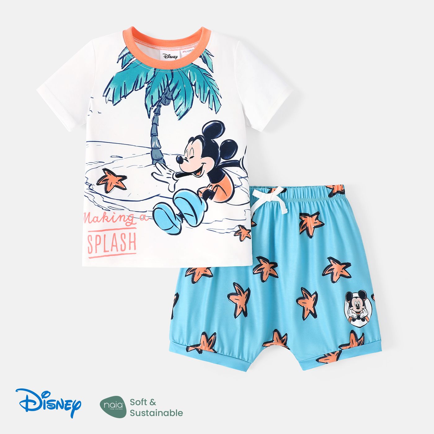 

Disney Mickey and Friends Baby/Toddler Girl/Boy 2pcs Naia™ Character Print Short-sleeve Tee and Shorts Set
