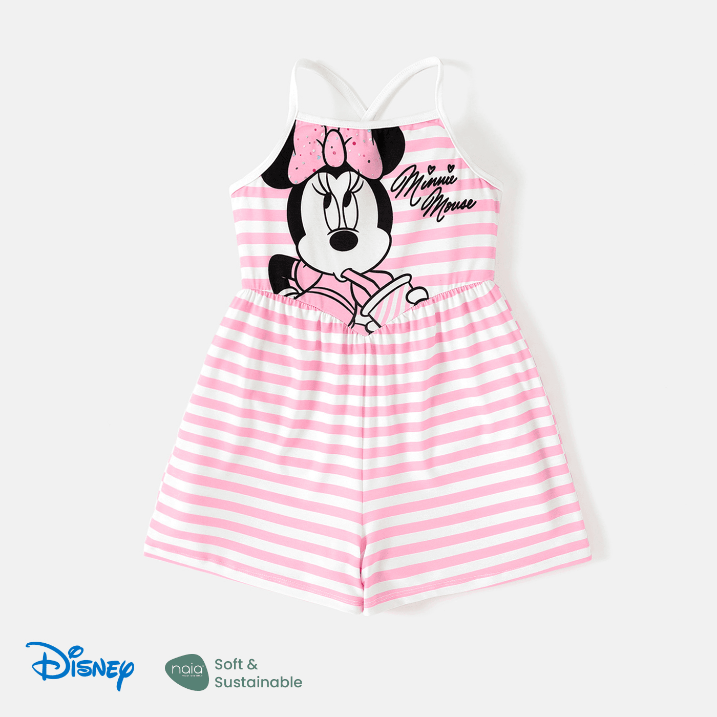 

Disney Mickey and Friends Toddler Girl Naia™ Character & Stripe Print Cami Romper