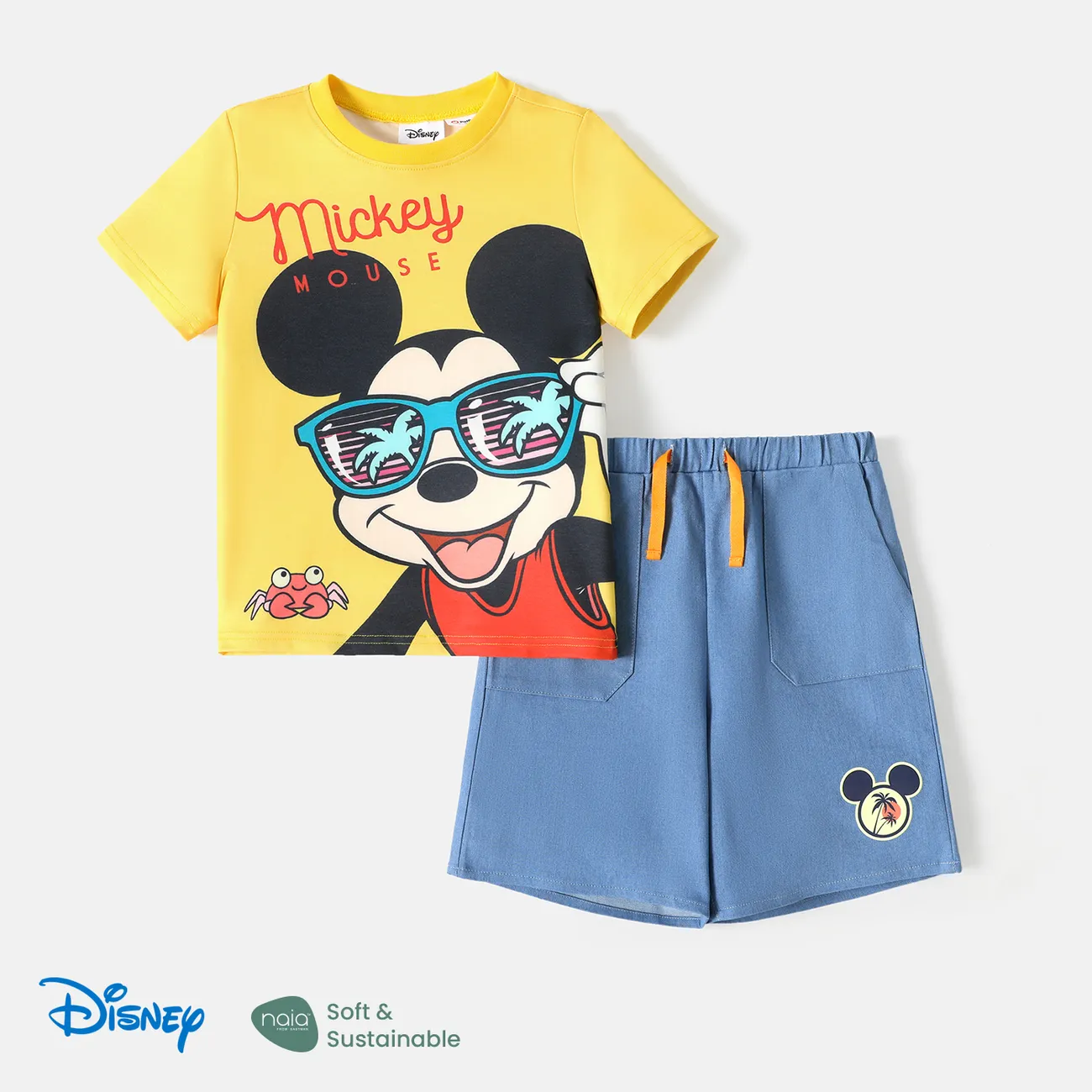 Disney Mickey and Friends Toddler/Kid Boy 2pcs Naia™ Character Print Short-sleeve Tee and Shorts Set big image 1
