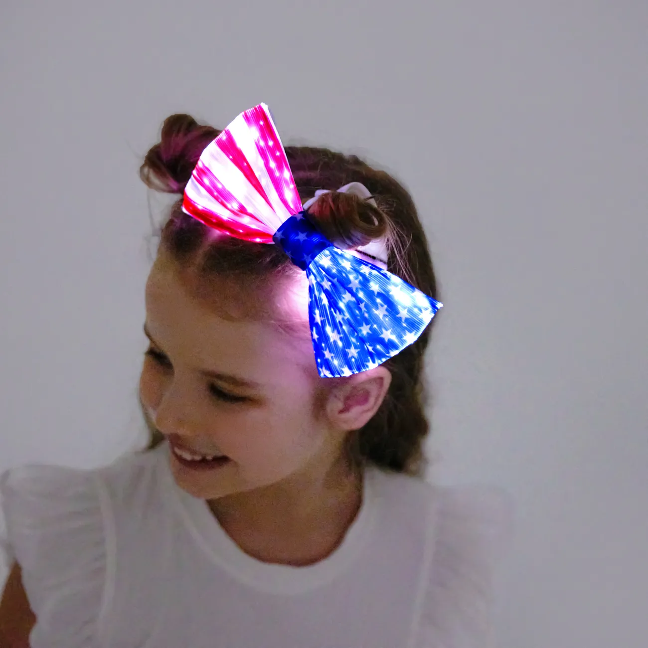 Go-Glow Light Up Bow-knot Hair Tie Including Controller (Battery Inside) Red/White big image 1