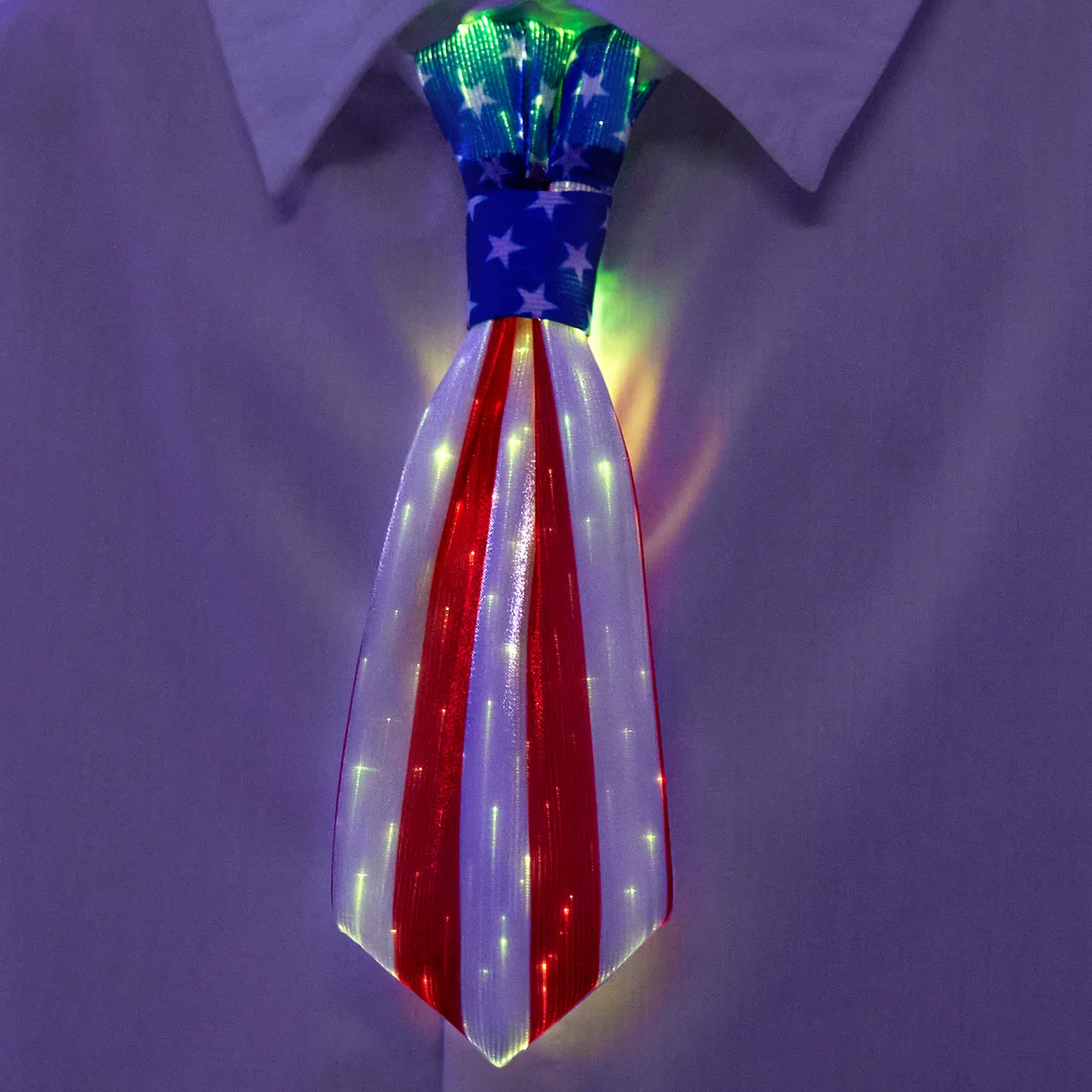 Go-Glow Light Up corbata a rayas que incluye controlador (batería en el interior) Rojo / Blanco big image 1