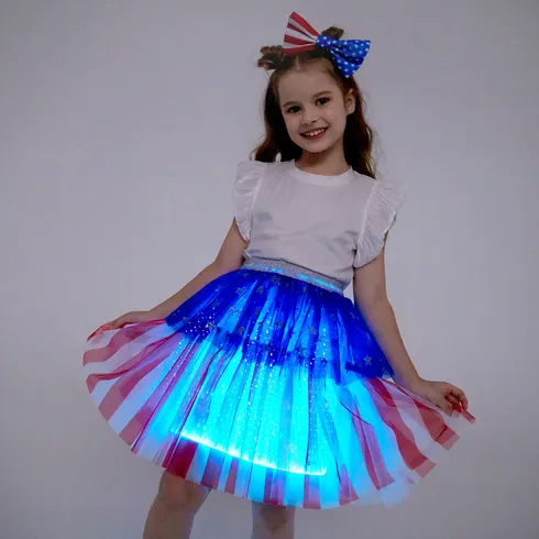 Go-Glow Light Up Contrast Skirt with Star Glitter Including Controller (Battery Inside) Dark blue/White/Red big image 2