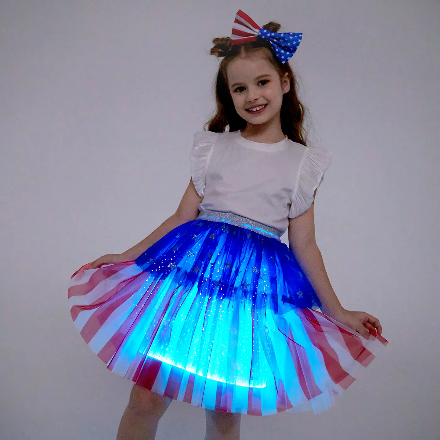 Go-Glow Light Up Contrast Skirt With Star Glitter Including Controller (Battery Inside)