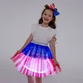 Go-Glow Light Up Contrast Skirt with Star Glitter Including Controller (Battery Inside) Dark blue/White/Red image 5