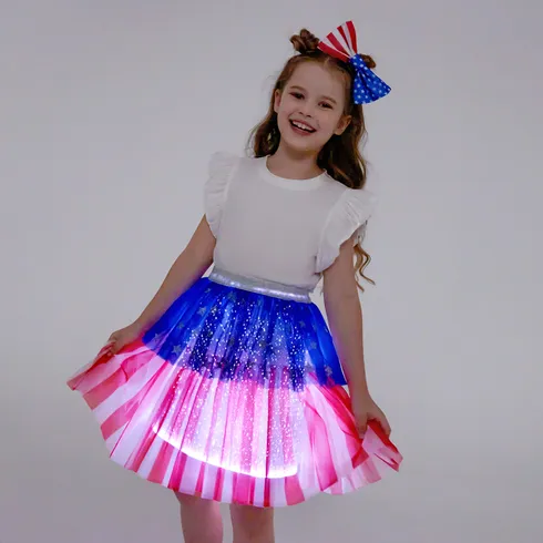 Go-Glow Light Up Contrast Skirt with Star Glitter Including Controller (Battery Inside) Dark blue/White/Red big image 5