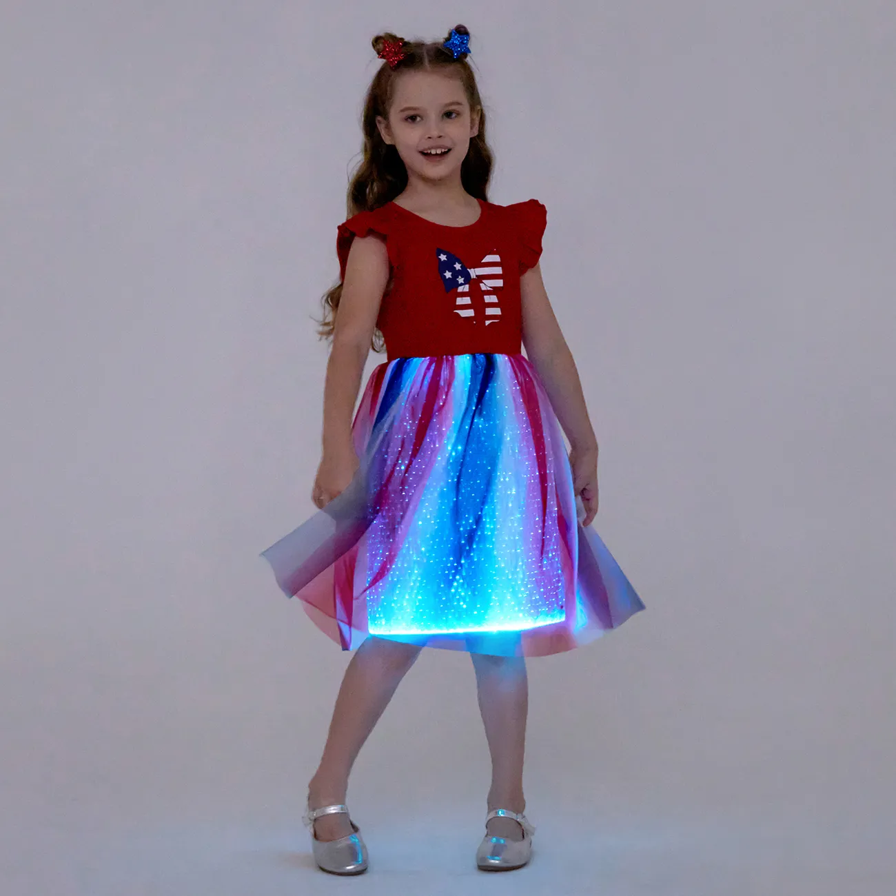 Go-Glow Illuminating Bow-knot Dress with Light Up Skirt Including Controller (Battery Inside) Red big image 1