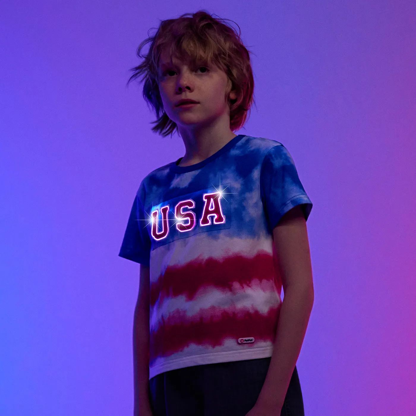 Go-Glow Illuminating T-shirt with Light Up Letters Including Controller (Battery Inside) Dark Blue/white image 6