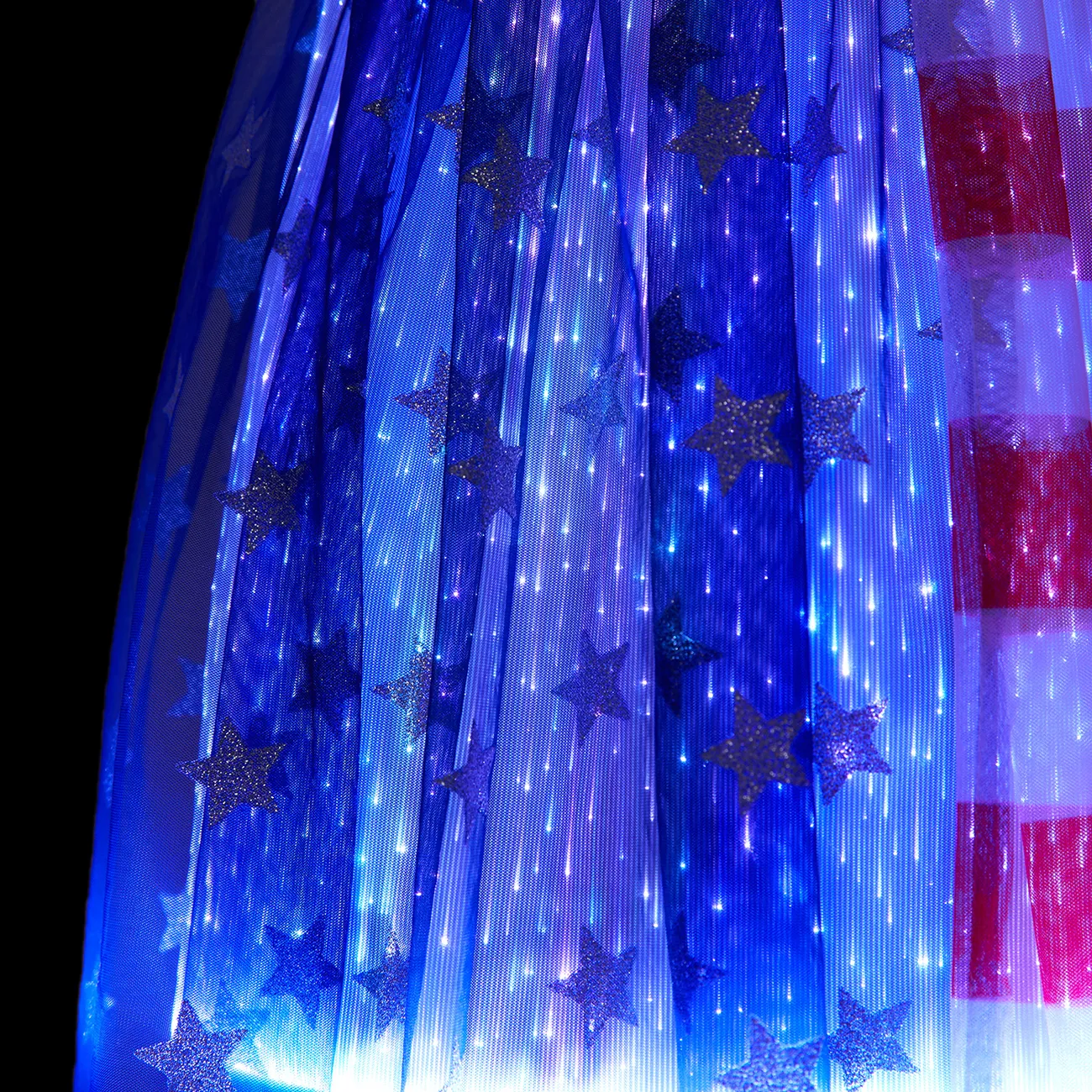 Go-Glow Illuminating Denim Dress with Light Up Contrast Skirt Including Controller (Battery Inside) Dark blue/White/Red big image 1
