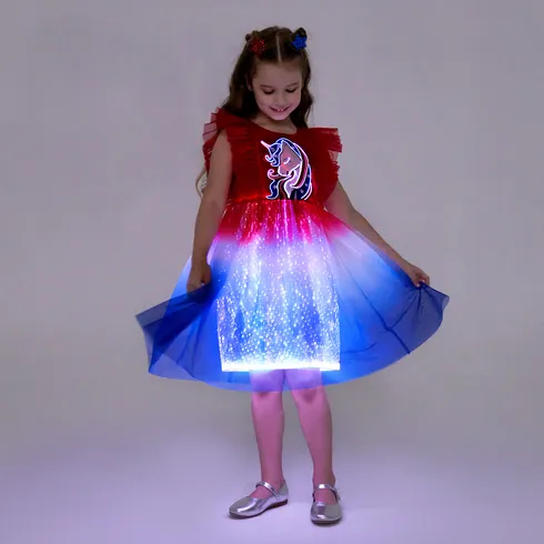 Go-Glow Illuminating Unicorn Red Dress with Light Up Gradient Skirt Including Controller (Battery Inside) Red/White big image 6