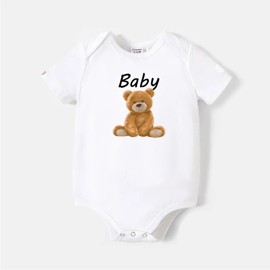 

Go-Neat Water Repellent and Stain Resistant Family Matching Bear & Letter Print Short-sleeve Tee