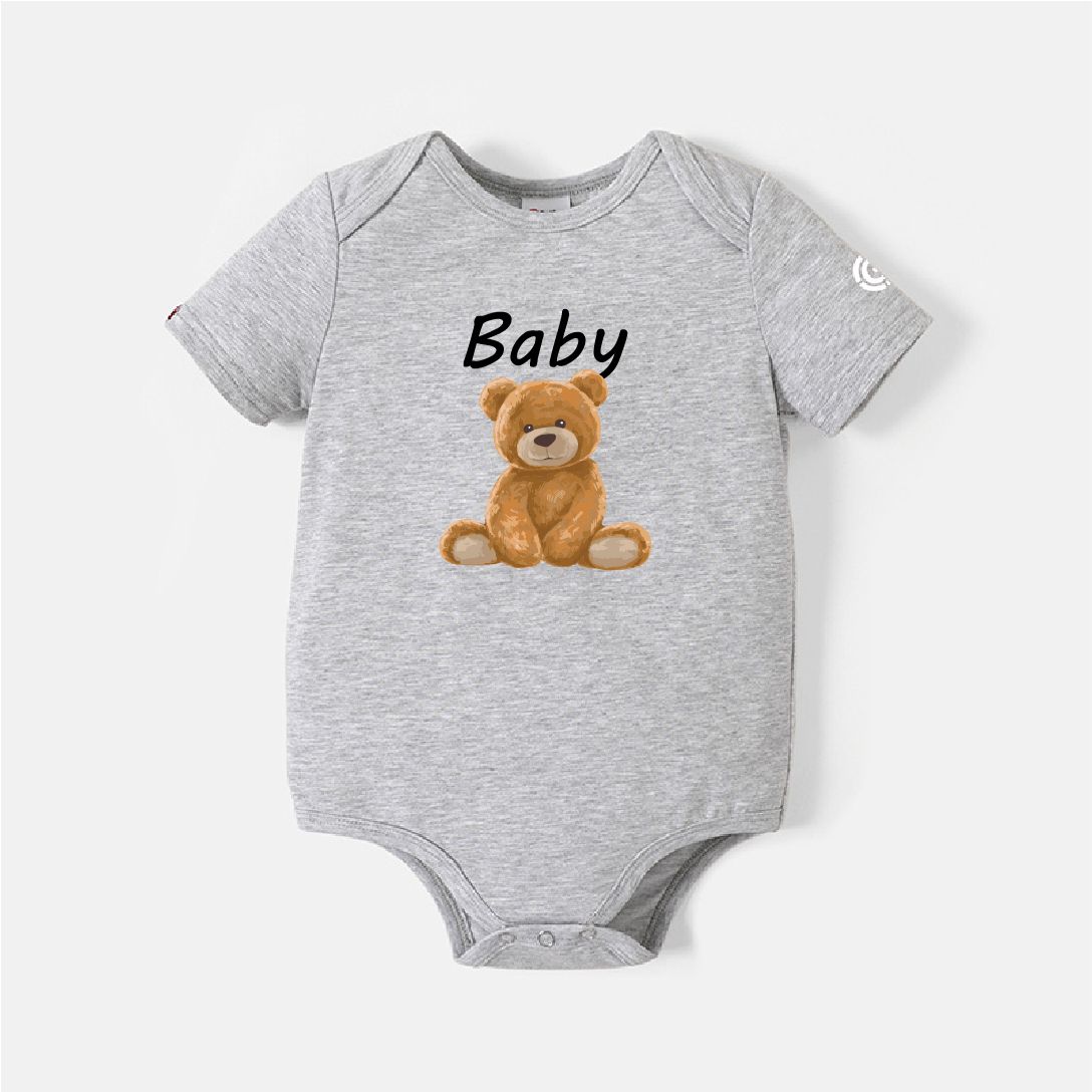 

Go-Neat Water Repellent and Stain Resistant Family Matching Bear & Letter Print Short-sleeve Tee